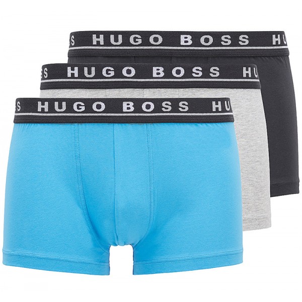 Lot de 3 boxers Hugo Boss en bleu, gris et noir
