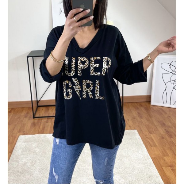 T-shirt Noir Super Girl