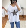 T-shirt Blanc avec étoile en léopard